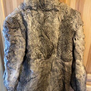 Vintage ladies silver/gray genuine rabbit fur coat. Size s-m